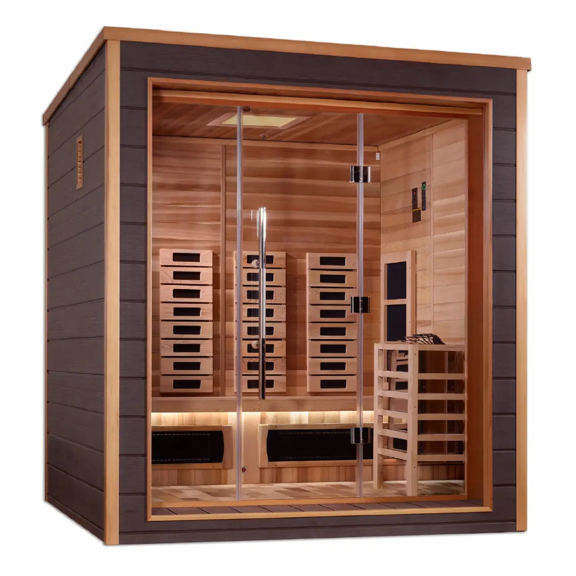 Golden Designs Visby 3-Person Hybrid Sauna with glass doors