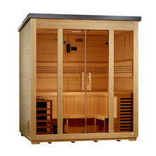 Golden Designs Vorarlberg 5 Person Traditional Flat Roof Outdoor Sauna - left angle view
