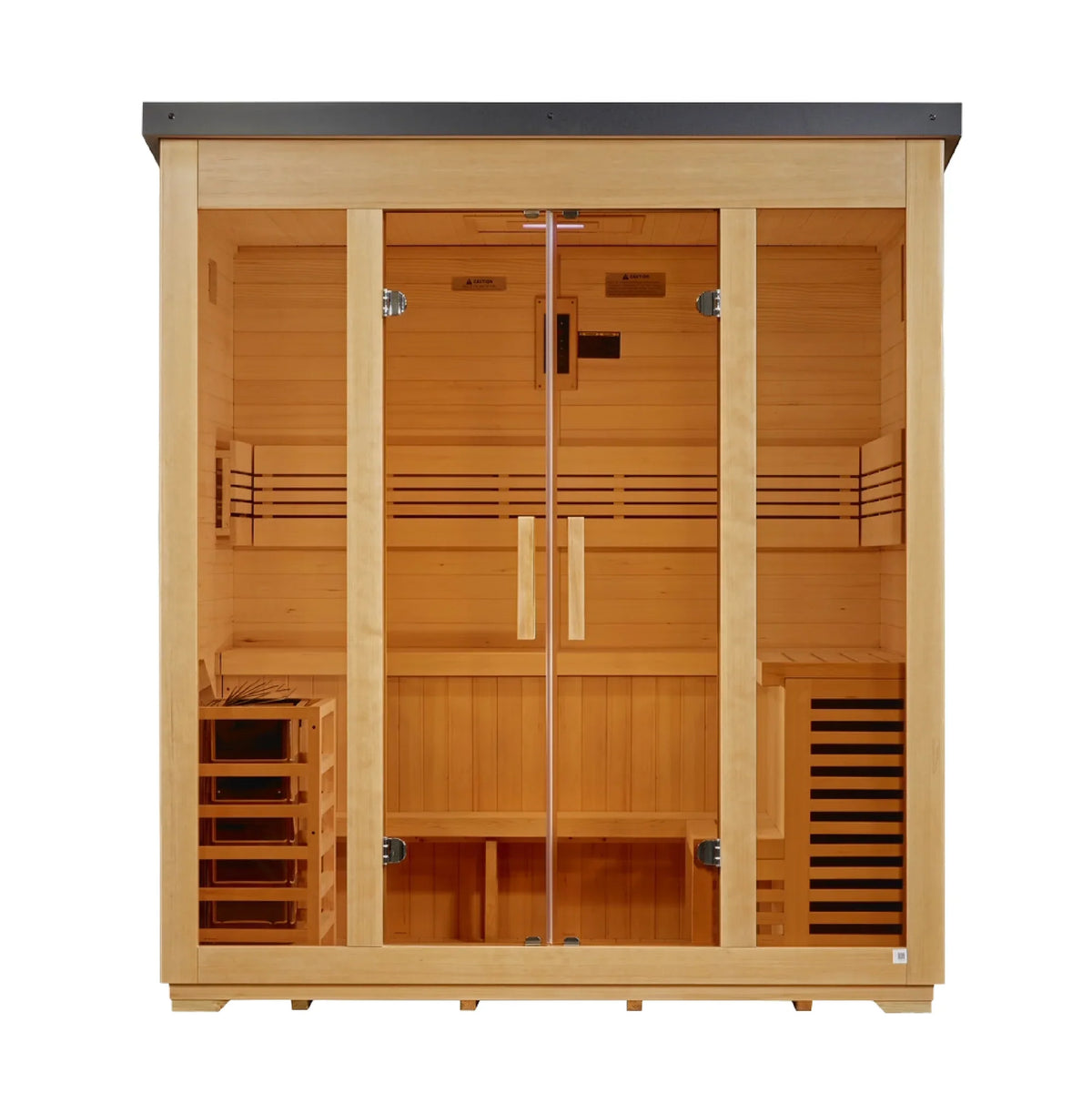 Golden Designs Vorarlberg 5 Person Traditional Flat Roof Outdoor Sauna - front view