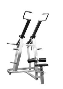 Smith machine with silver frame and adjustable seat for home gym workouts.