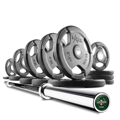 XMARK Tri-Grip Olympic Weight Plates and Olympic Barbell Sets