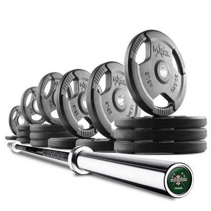 XMARK Tri-Grip Olympic Weight Plates and Olympic Barbell Sets