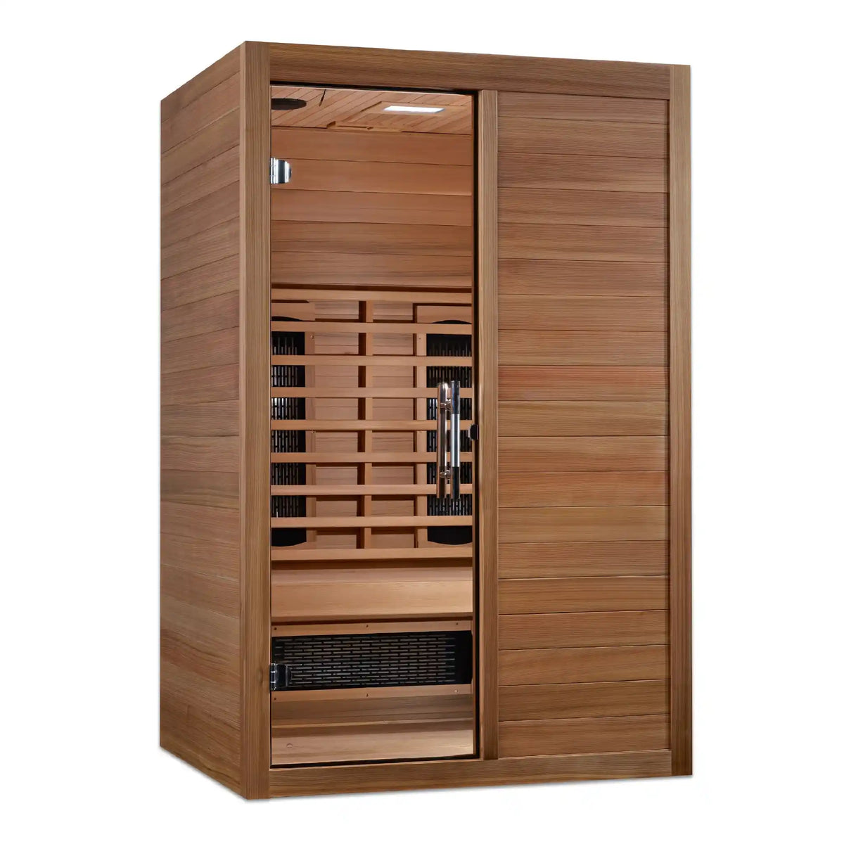 Maxxus S-Line 2-person full-spectrum infrared sauna in a wooden cabinet