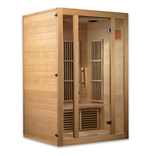 Maxxus Seattle 2 Person Far Infrared Sauna with wooden exterior and glass front panels.