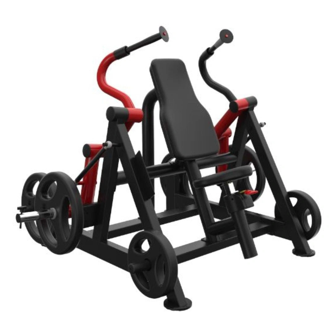 Hammer-grip triceps machine with padded seat and leverage arms.