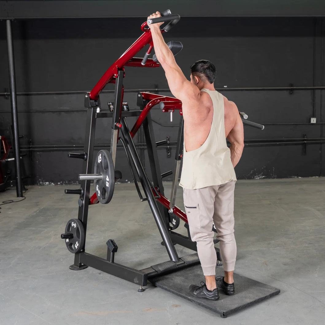 Man using Power Leverage Viking Press Calf Machine in gym.