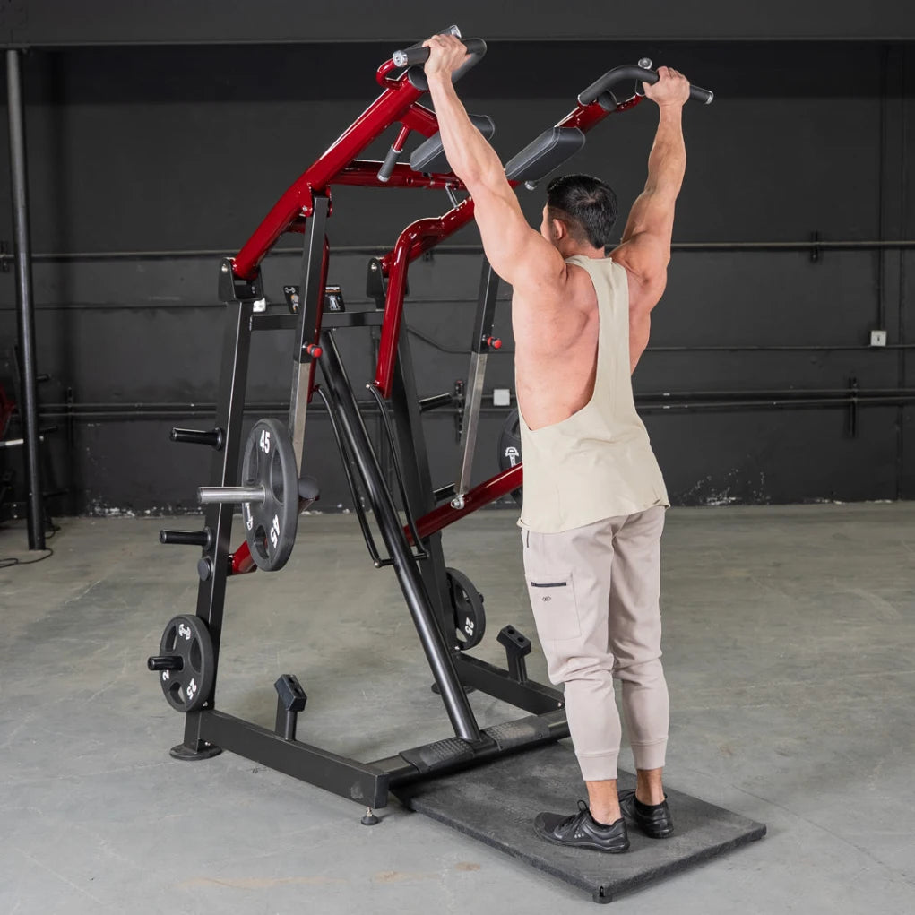 Man using Muscle D Fitness Power Leverage Viking Press Calf Machine.