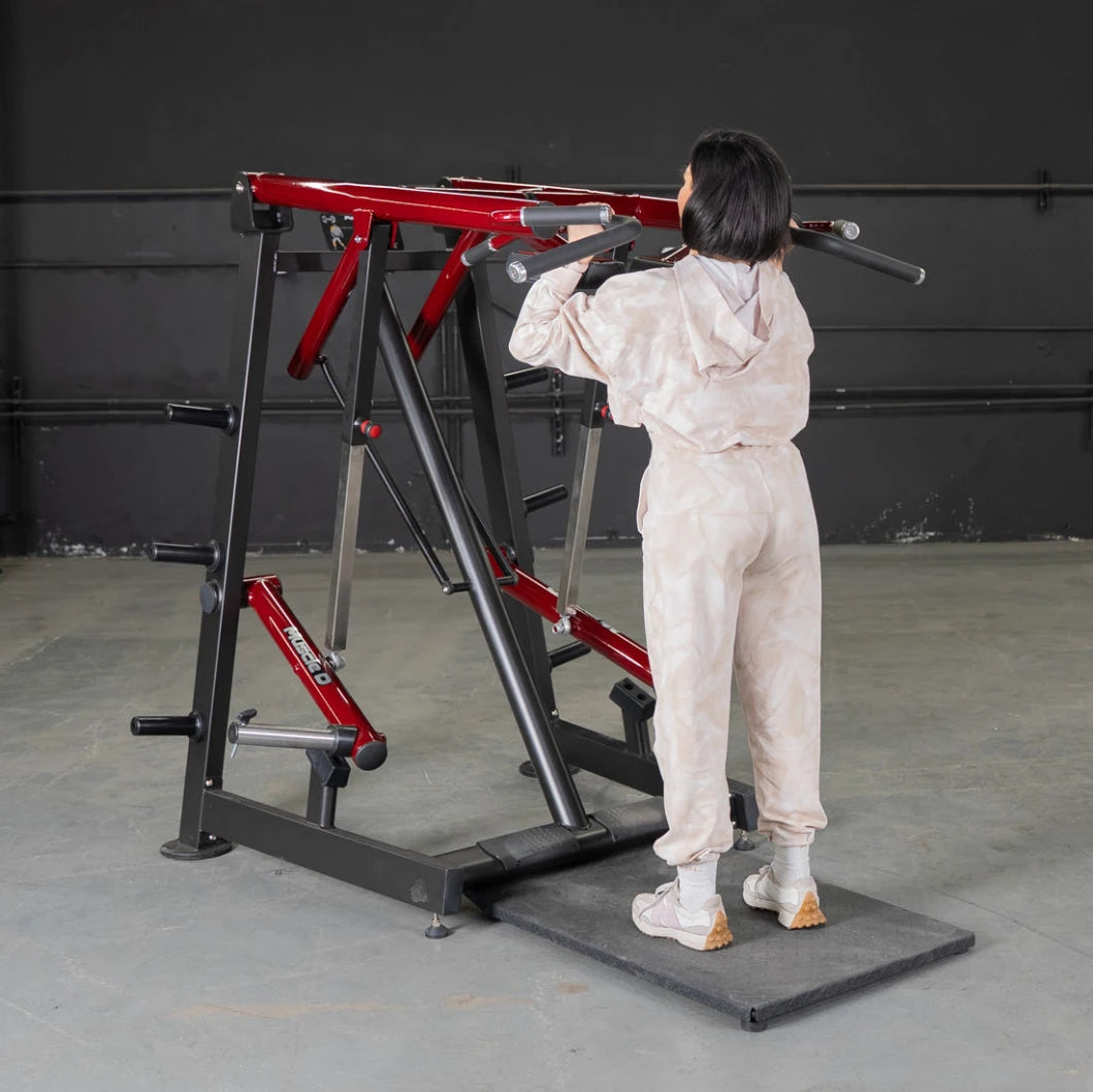 Person using Power Leverage Viking Press Calf Machine.