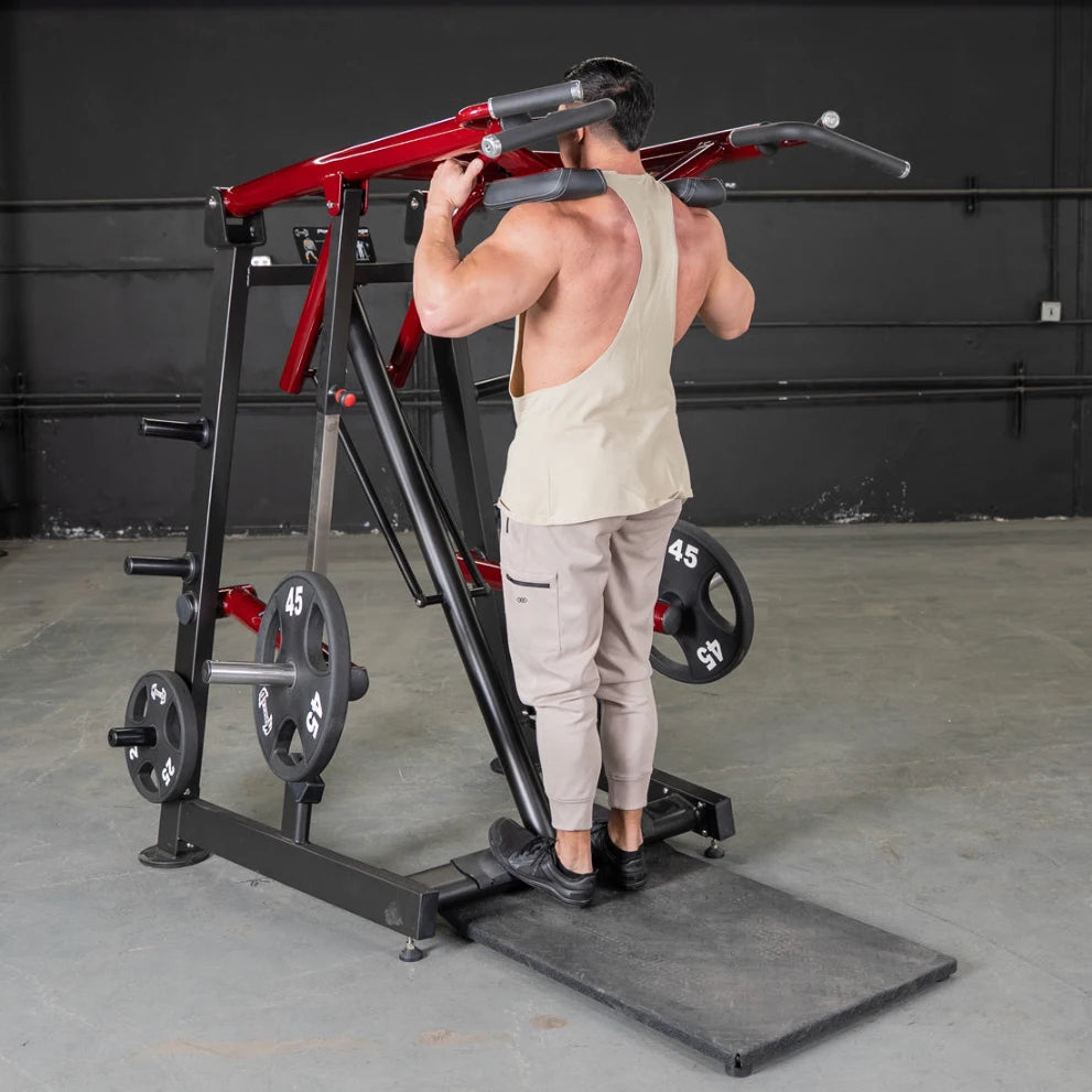 Man using Viking Press Calf Machine Power Leverage in gym.