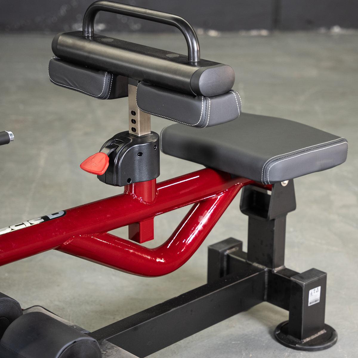 Power Leverage V2 seated calf raise machine with padded leg supports.
