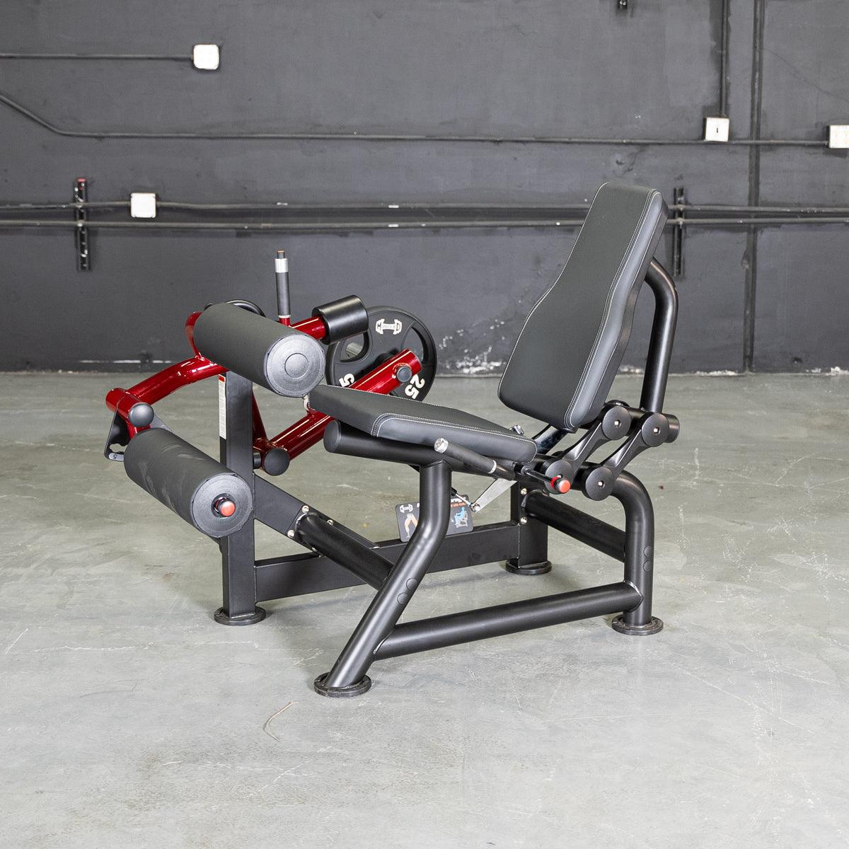 Power Leverage V2 Seated Leg Curl gym machine with padded pads.