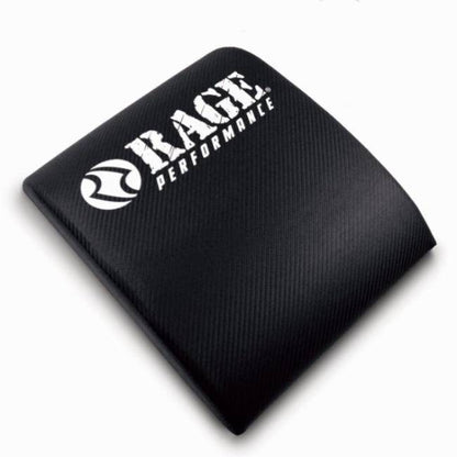 Black cushion with 'Rage Performance' logo on a white background