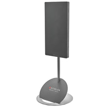 Echelon Reflect 50 Smart Fitness Mirror Stand featuring a sleek design with a black mirror surface mounted on a modern silver stand.