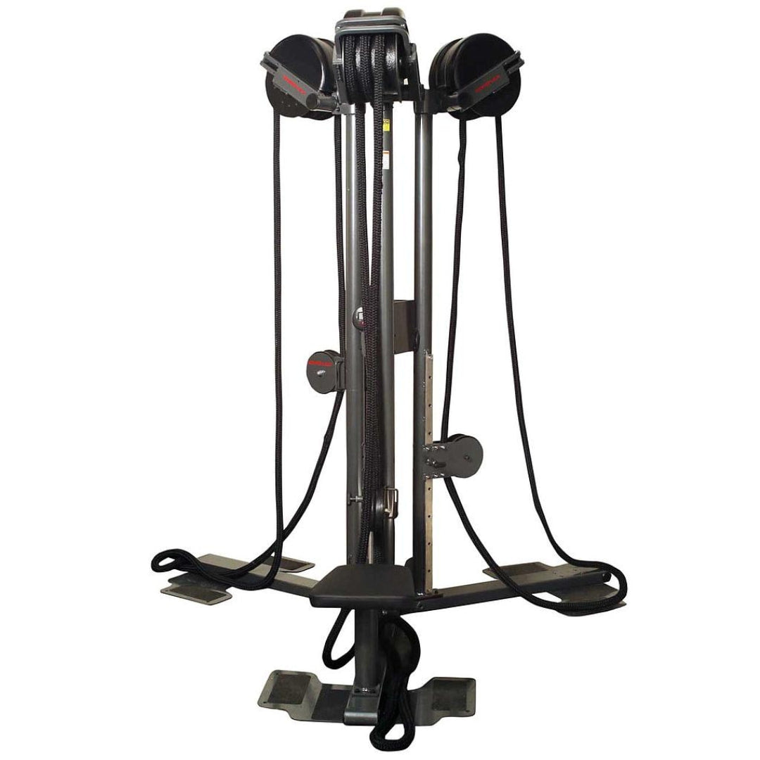 VersaClimber fitness machine with black cables for vertical climbing exercise.