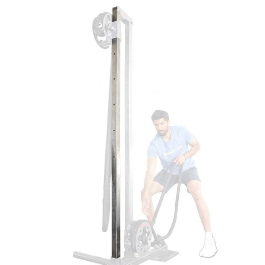 Ropeflex RX2300 rope trainer with stainless steel frame in use by a person.