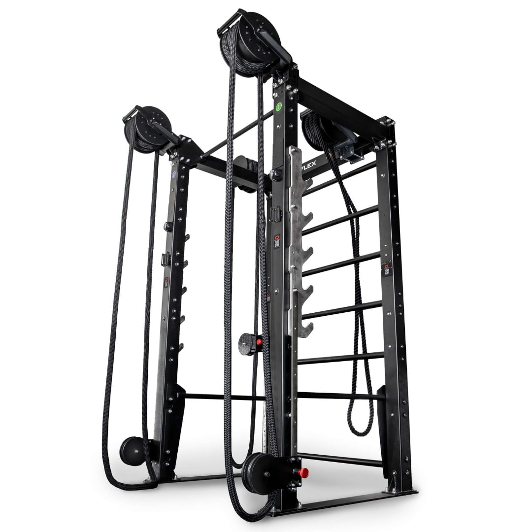 Inspire Fitness FTX functional trainer with black cables and ladder-style frame.
