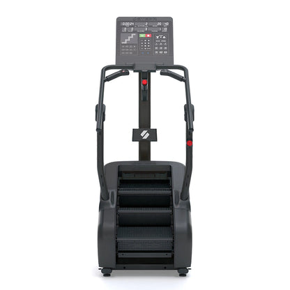 STEPR – close-up of interactive LED console, quick-select resistance keys, and sturdy steel handlebars