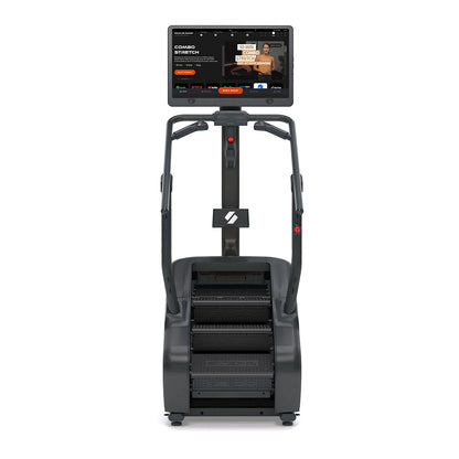 STEPR – athlete climbing on stair machine demonstrating smooth, low-impact cardio workout