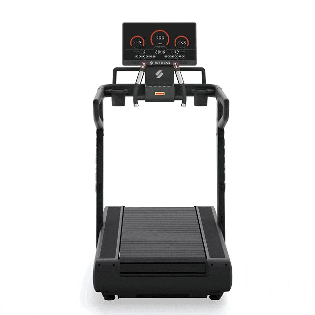 STEPR All-In Tread XL – top-down shot of running deck texture and side rails for secure footing during high-speed runs