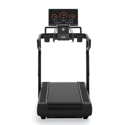 STEPR All-In Tread XL – top-down shot of running deck texture and side rails for secure footing during high-speed runs