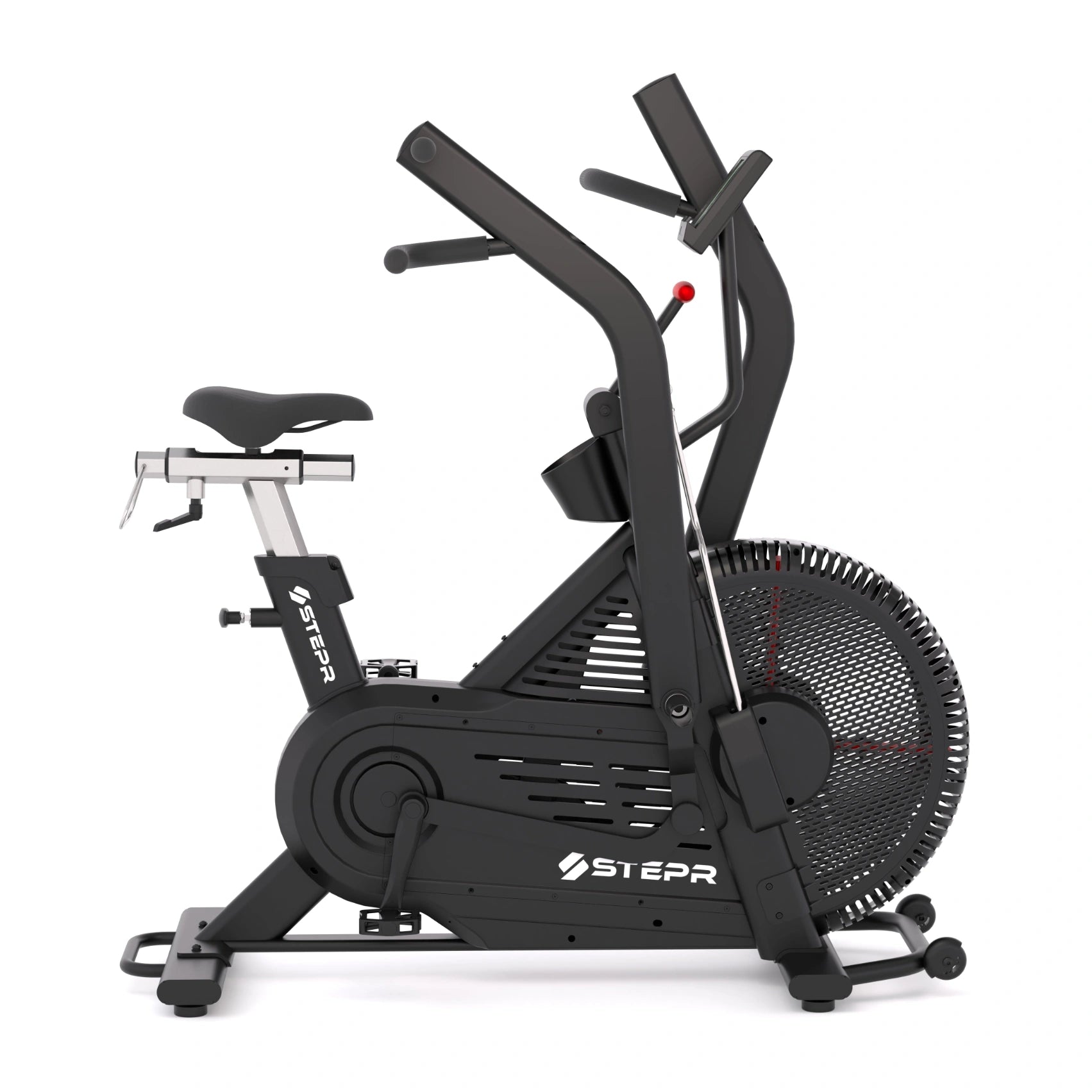 STEPR Bionic Bike XL – detailed shot of power meter crank and belt drive for smooth, silent rides
