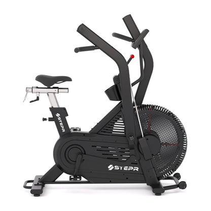 STEPR Bionic Bike XL – detailed shot of power meter crank and belt drive for smooth, silent rides