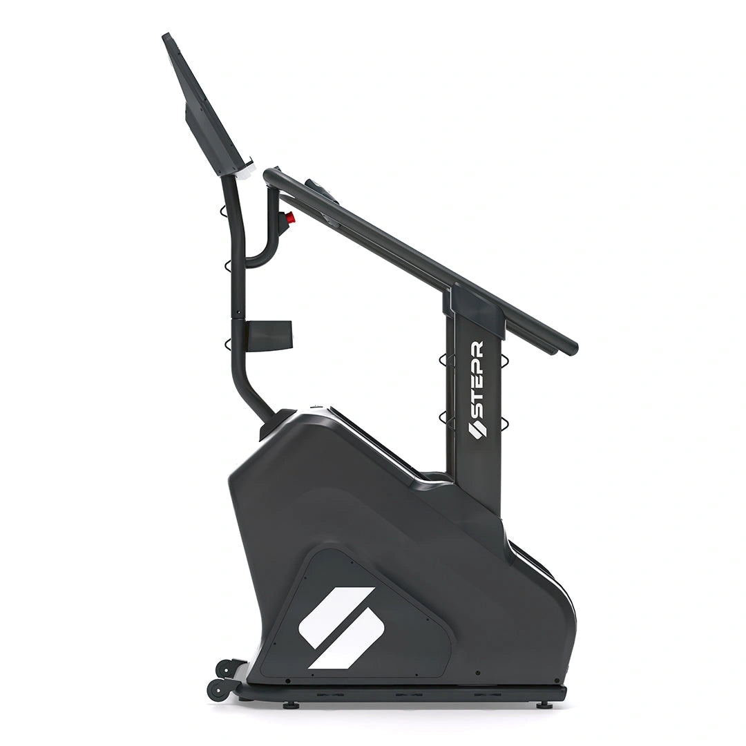 STEPR PRO – close-up of rugged stair treads and steel support rails designed for heavy-duty, low-impact climbing workouts