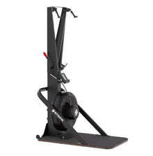 STEPR Ski XL – front-left view of smart ski-erg with oversized HD touchscreen, dual pull handles, and sturdy floor stand for full-body cardio