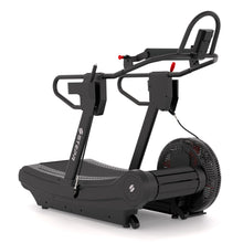 STEPR Treadsled XL – side profile showing slatted curved running deck, magnetic resistance system, and push-sled uprights