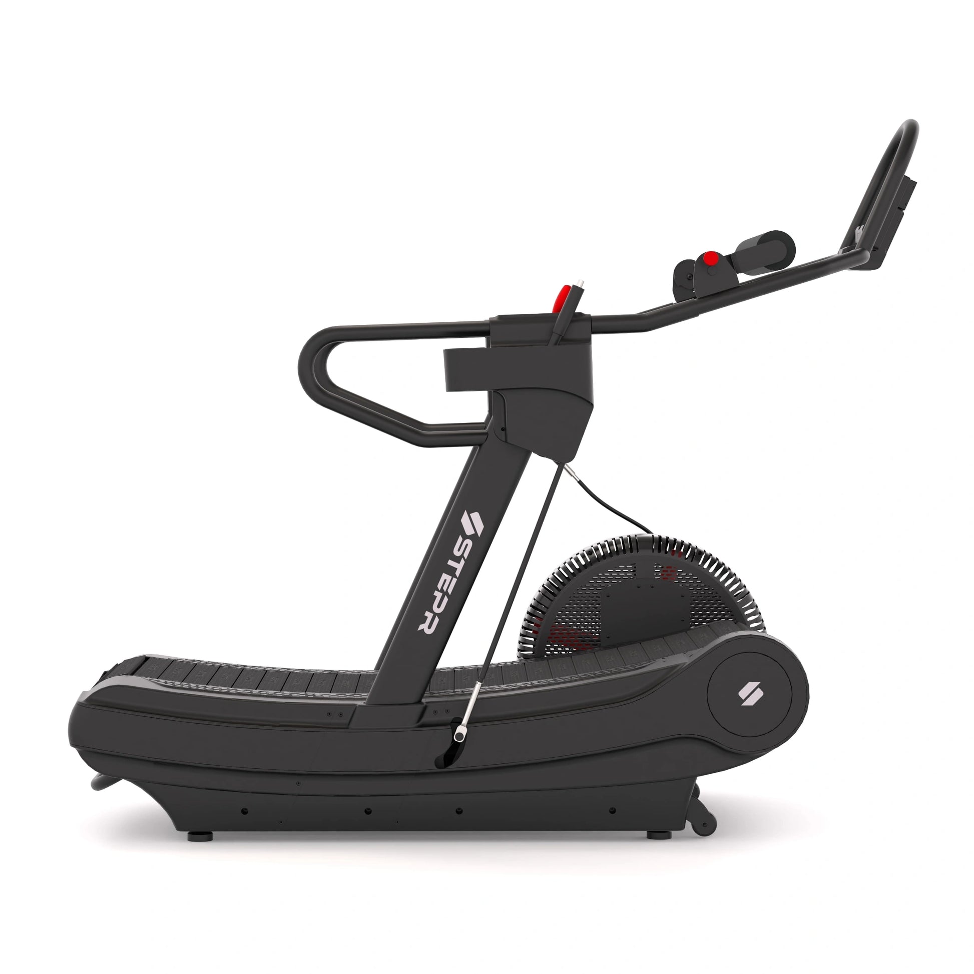 STEPR Treadsled XL – athlete sprinting on curved treadsled demonstrating high-intensity, self-powered cardio workout