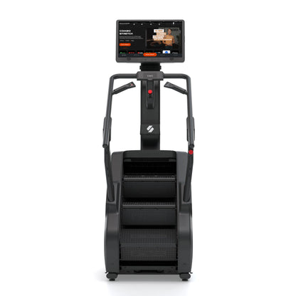 STEPR XL Plus – front view of smart stair climber showcasing oversized interactive display and cushioned rotating steps