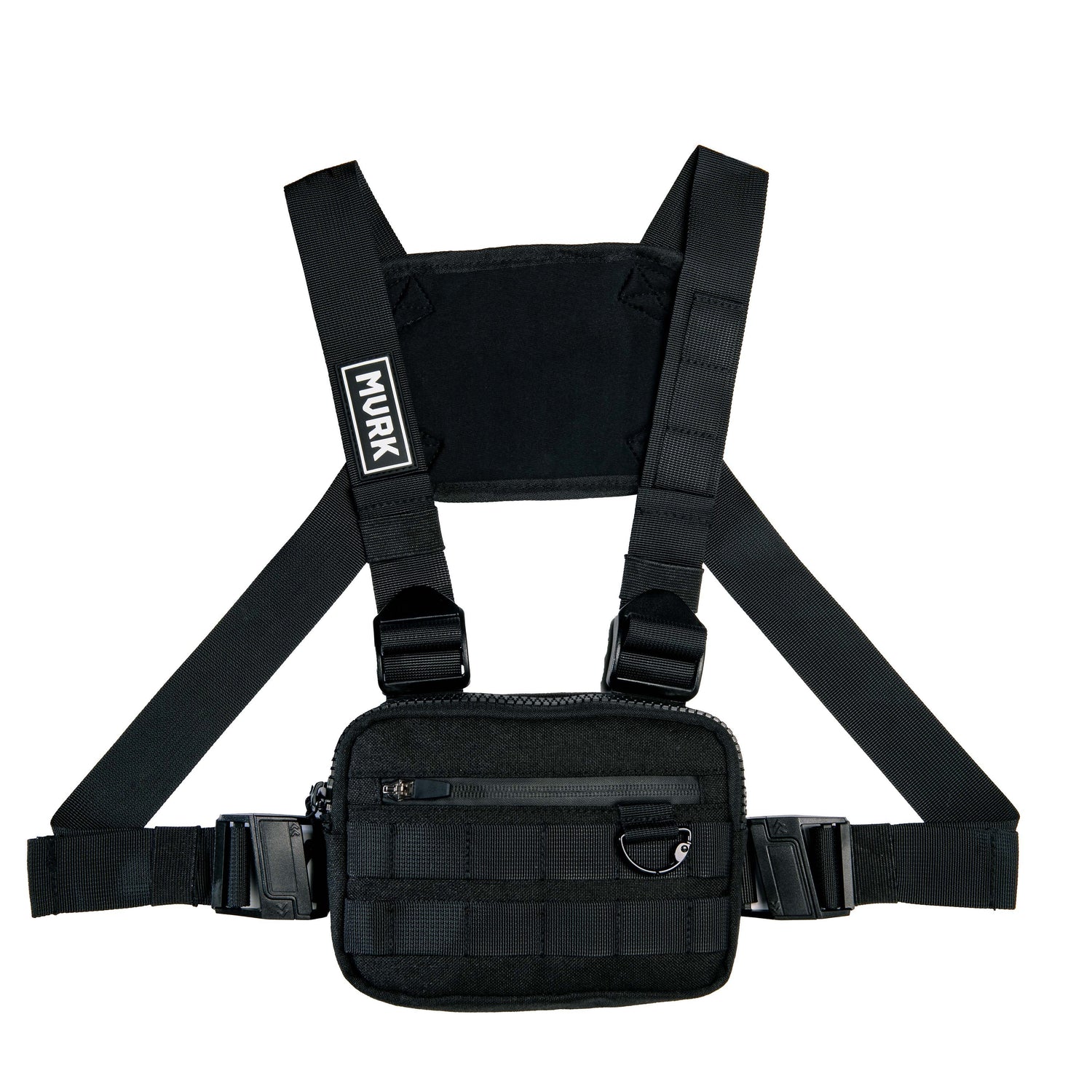 Black tactical chest rig with waist pouch and MVRK patch.