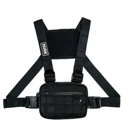 Black tactical chest rig with waist pouch and MVRK patch.