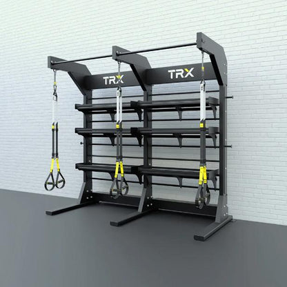 TRX Freestanding Bay – overhead view showcasing generous training lanes and accessory hooks