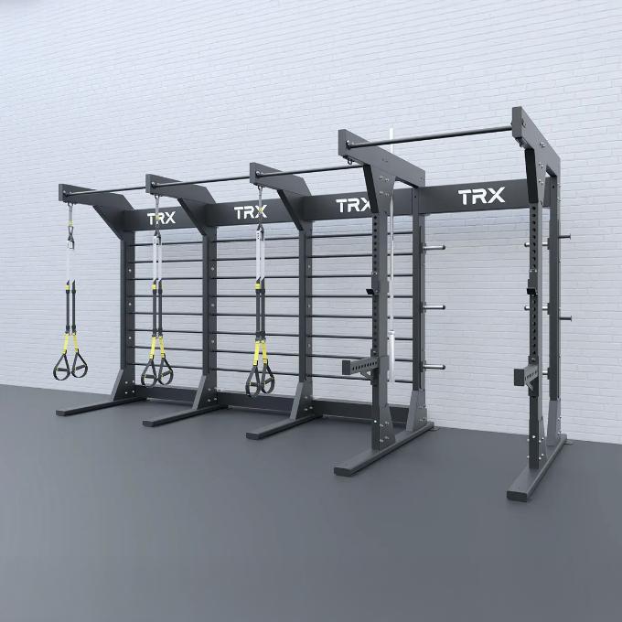 TRX Freestanding Bay – studio setup with multiple bays supporting group functional-fitness classes
