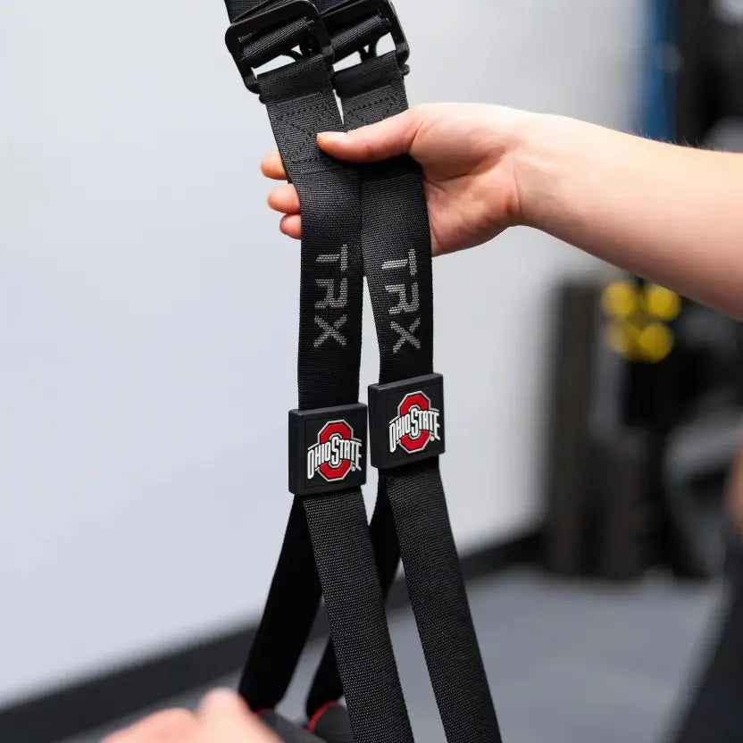TRX Pro4 Ohio State Strap – close-up of padded handles and OSU branding for spirited full-body workouts