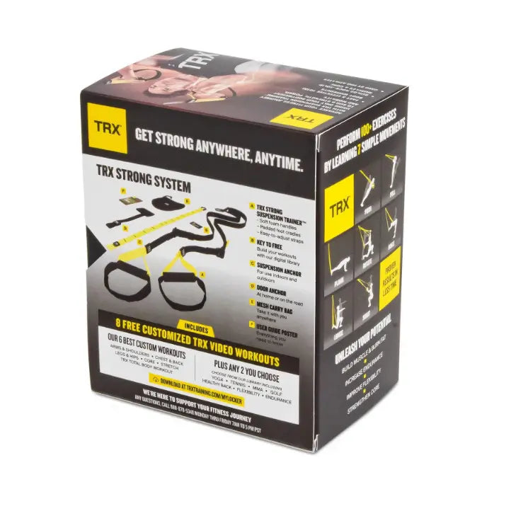 TRX Strong Suspension Trainer – angled view of straps, handles, and anchor system