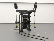 TRX Studio Line T-Unit
functional training system in a room with white walls and gray floor.
