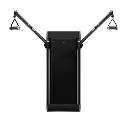 Tonal smart home gym with dual adjustable arms and handles.