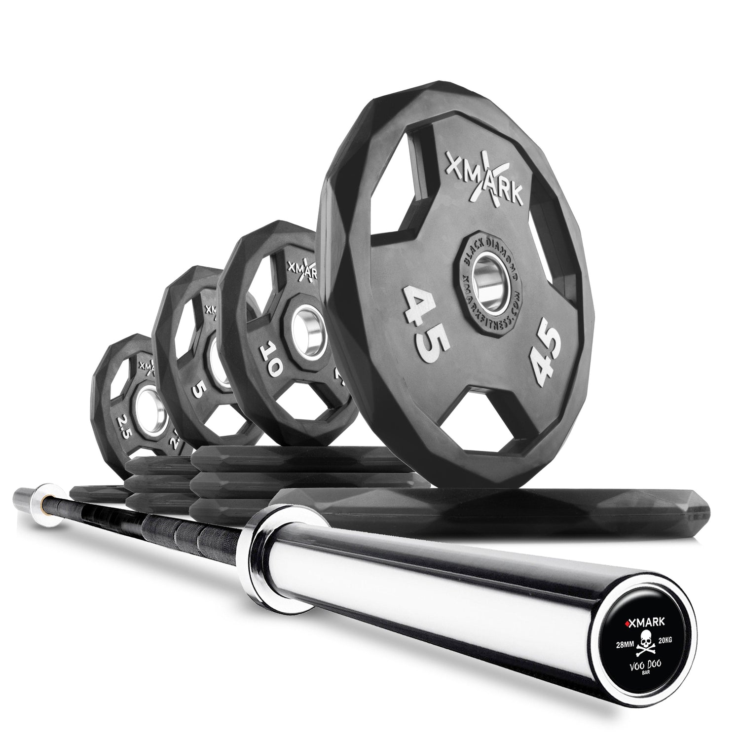 XMARK Black Diamond® Olympic Weight Plates and Olympic Barbell Sets