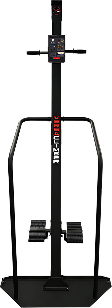 VersaClimber Home – vertical climber cardio machine with integrated touch-screen display front view