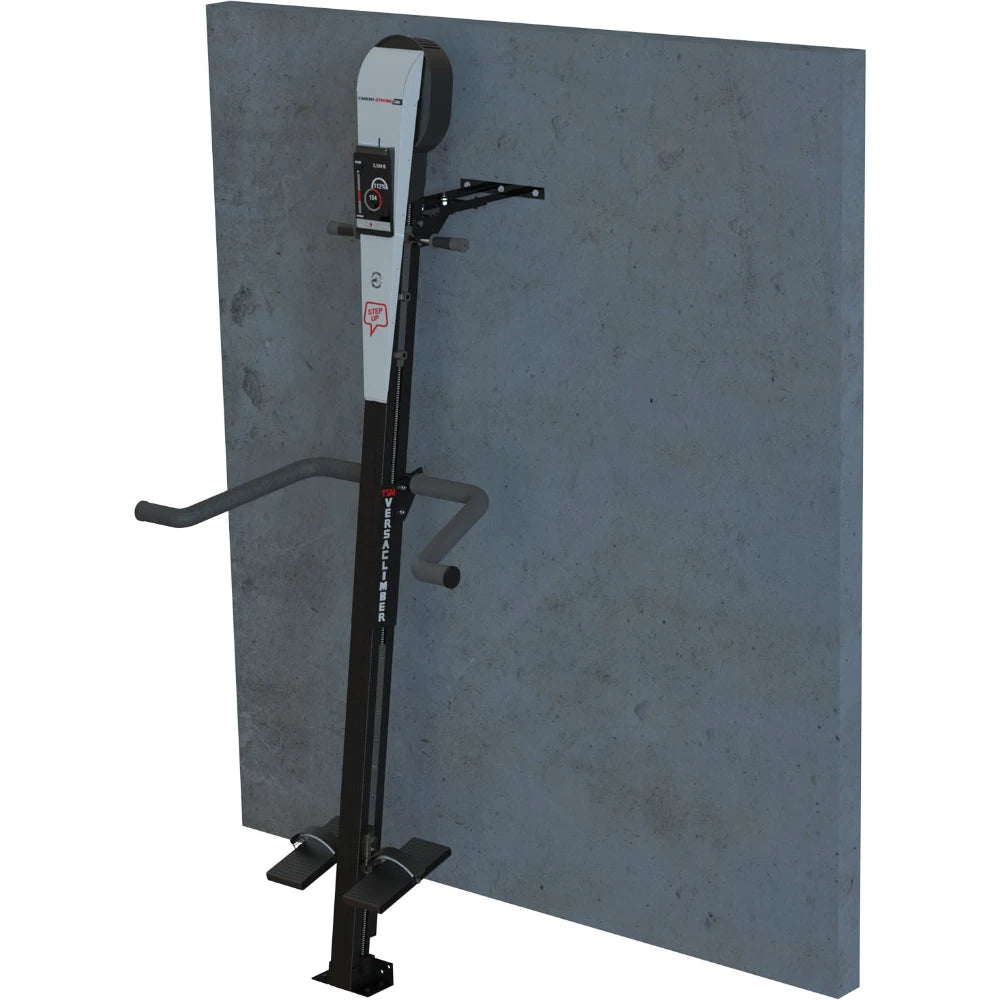 VersaClimber Aerobic TSA – rear perspective highlighting cable drive and sturdy support rails