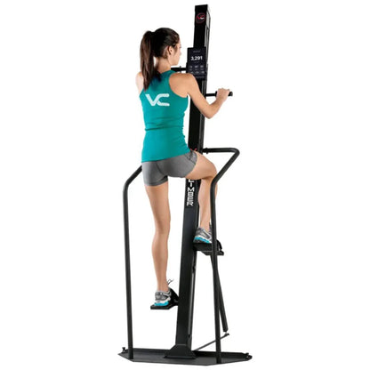 VersaClimber Home – close-up of upper console and adjustable arm handles on vertical climber