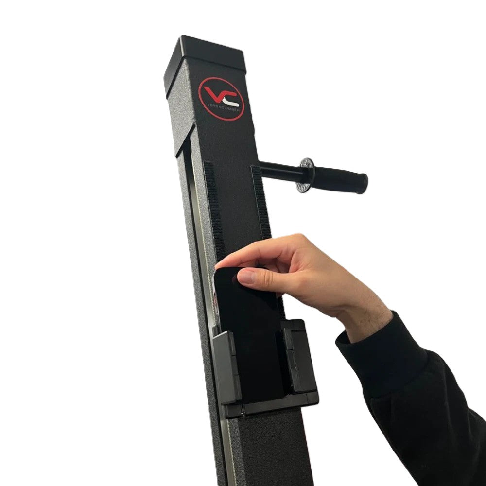 VersaClimber Home – side profile highlighting slim footprint and sturdy steel frame