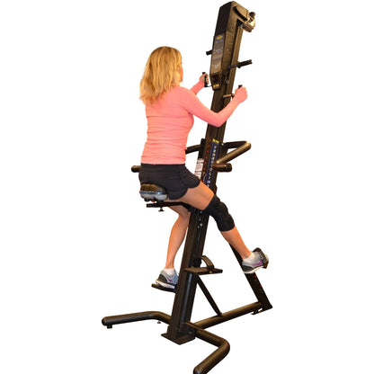 VersaClimber SMMRM Sports Rehab – rear angle highlighting dual rail system and smooth magnetic resistance