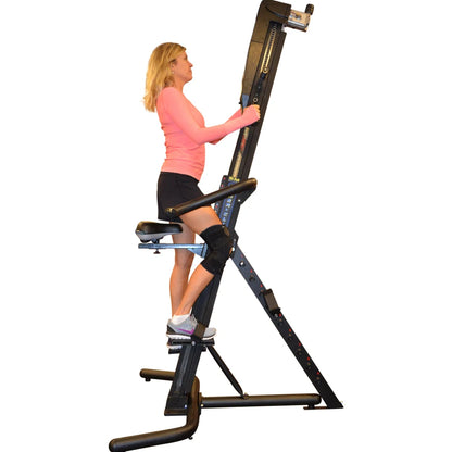 VersaClimber SMMRM Sports Rehab – detailed close-up of seat pad and ergonomic rehab hand grips
