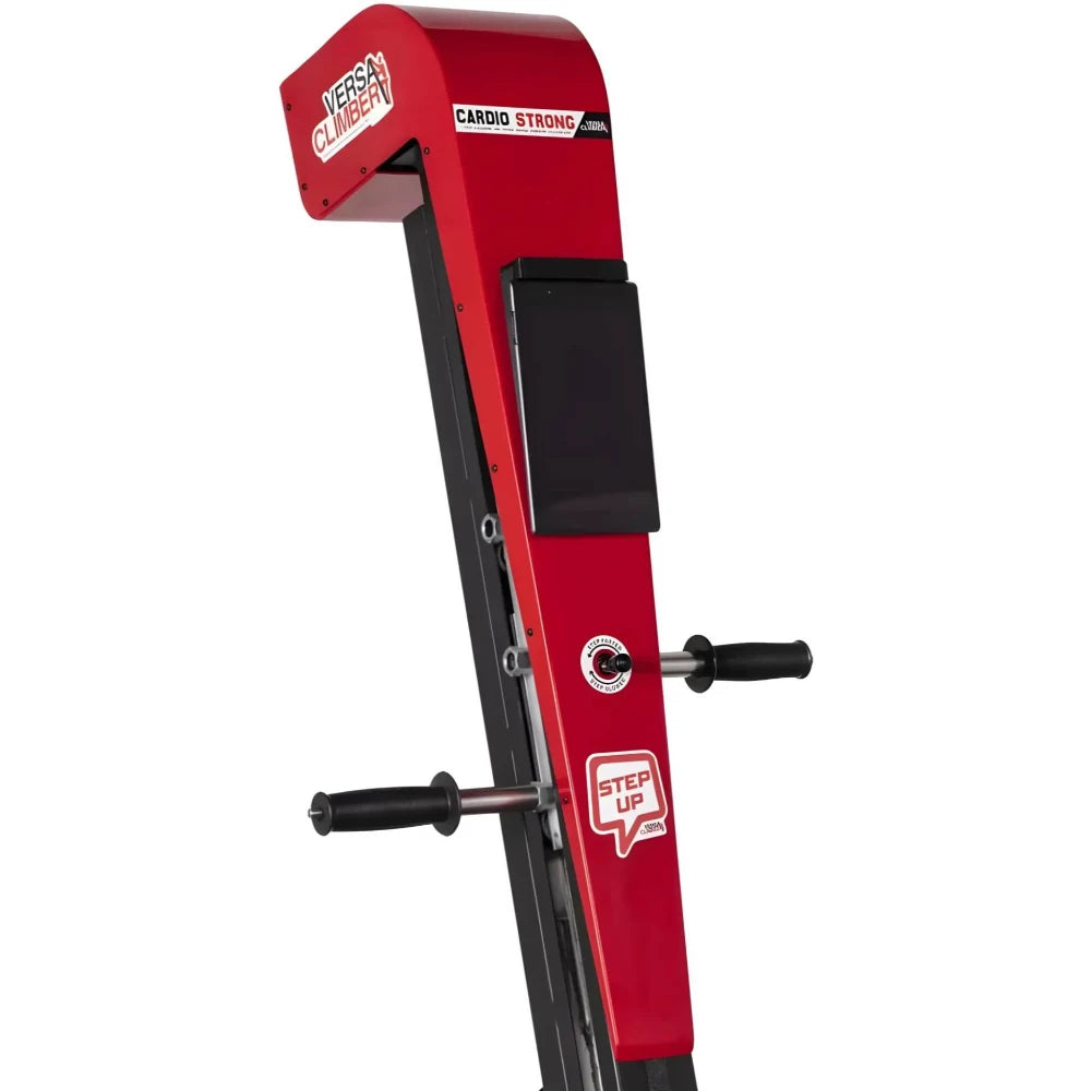 VersaClimber TS Magnetic – detailed close-up of red climber console and powder-coated frame