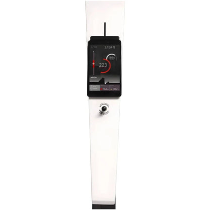 VersaClimber TS Magnetic – close-up of white climber console displaying workout metrics and quick-adjust grips