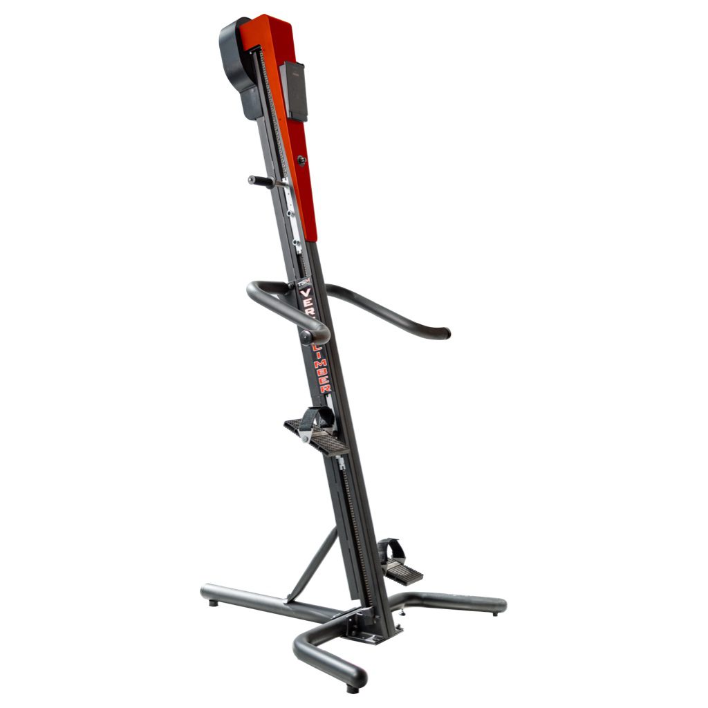 VersaClimber TS Magnetic – red regular-base climber mockup front view with vibrant finish and touchscreen