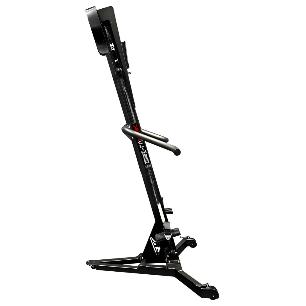 VersaClimber TS Magnetic – black stackable-base climber mockup showing modular design ideal for group studio setups